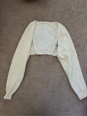 SHEIN Cream Cropped Knit Bolero Cardigan